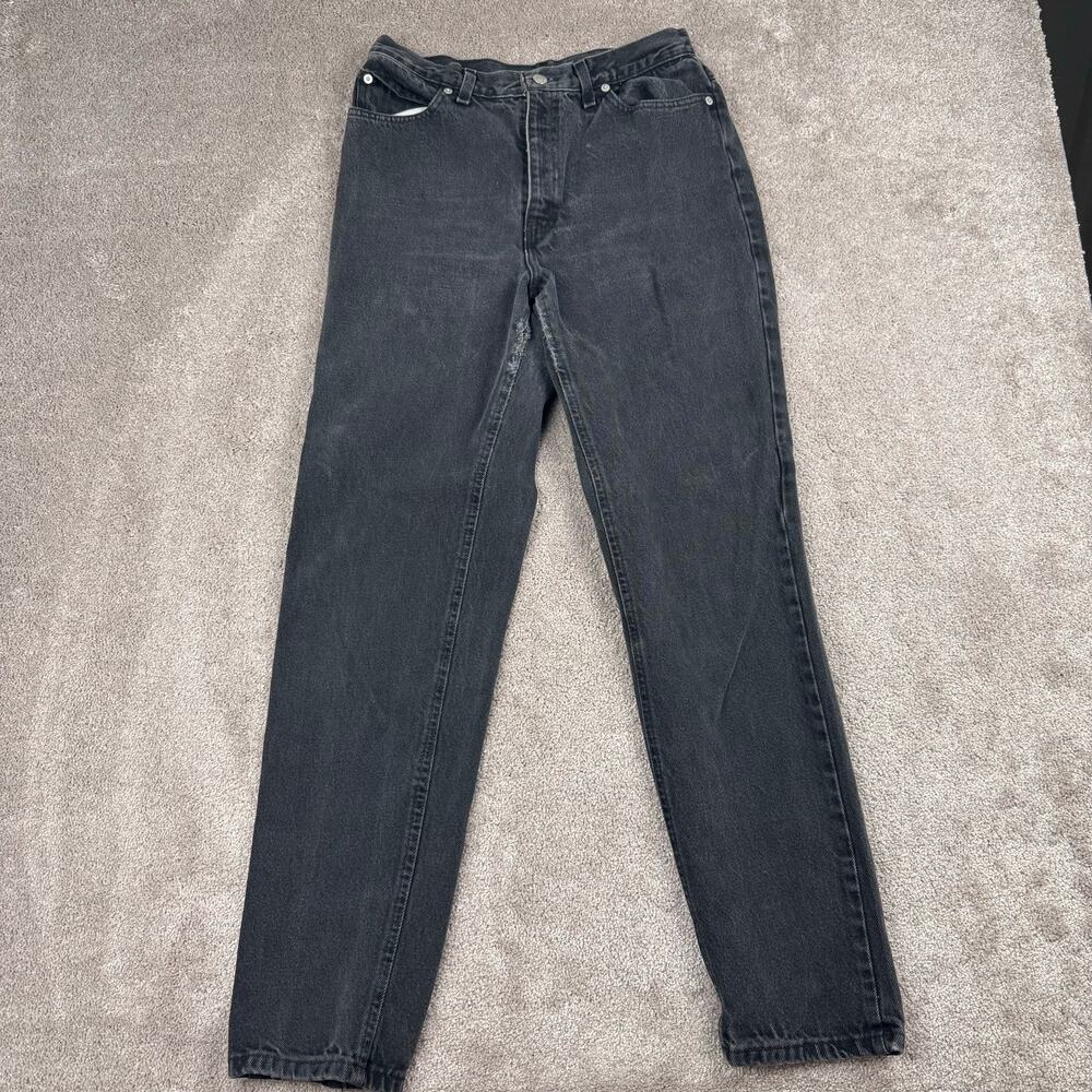 Faded Glory Black High Waisted Straight Leg Denim Jeans Women Size 12 Distressed